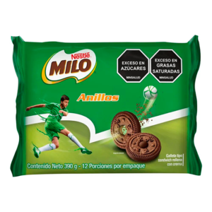 Galletas MILO® Anillos Rellenas Con Crema 12 Unds X 390g